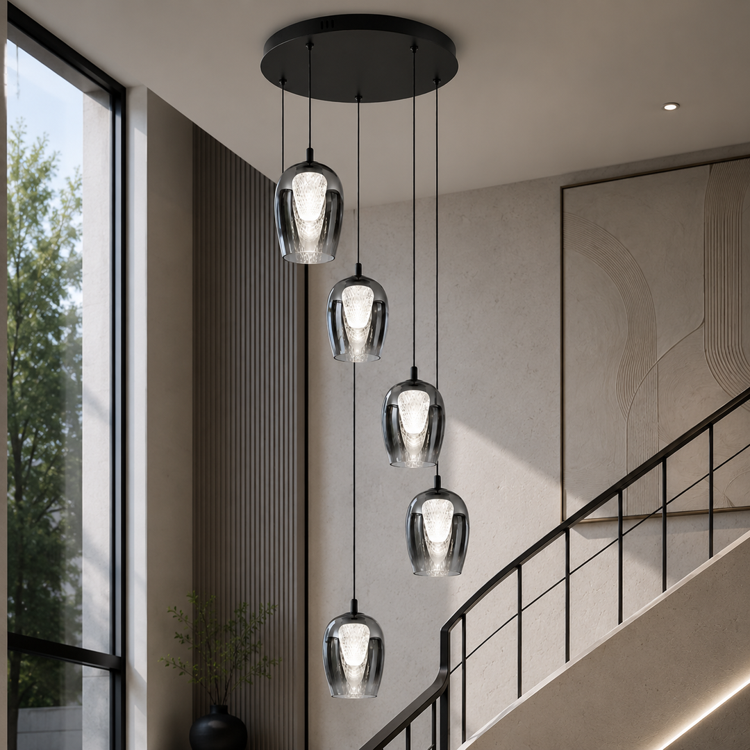 Cobar 5 light 4000K stairwell pendant