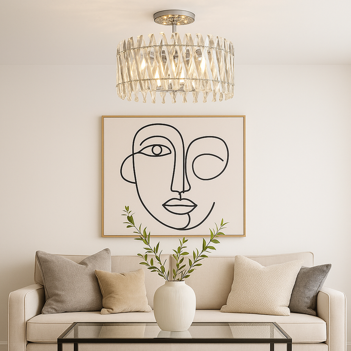 Devonport large clear flush crystal chandelier