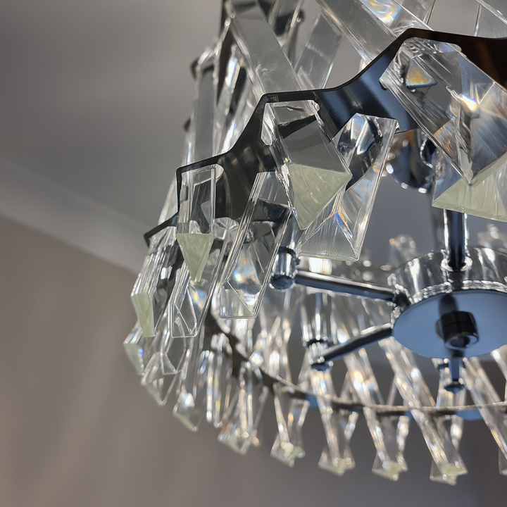 Close up of Devonport small clear crystal chandelier