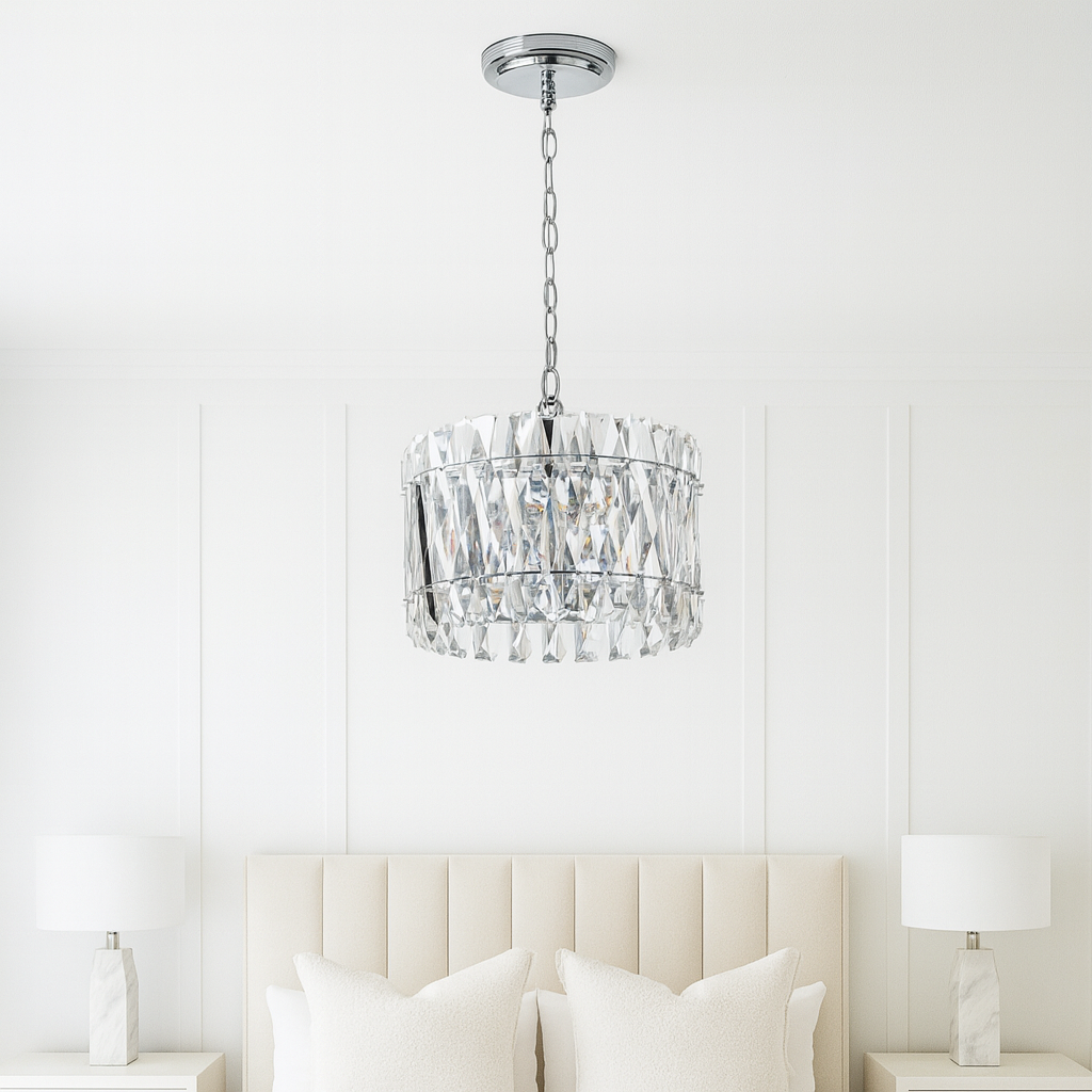 Devonport small clear crystal chandelier ceiling view