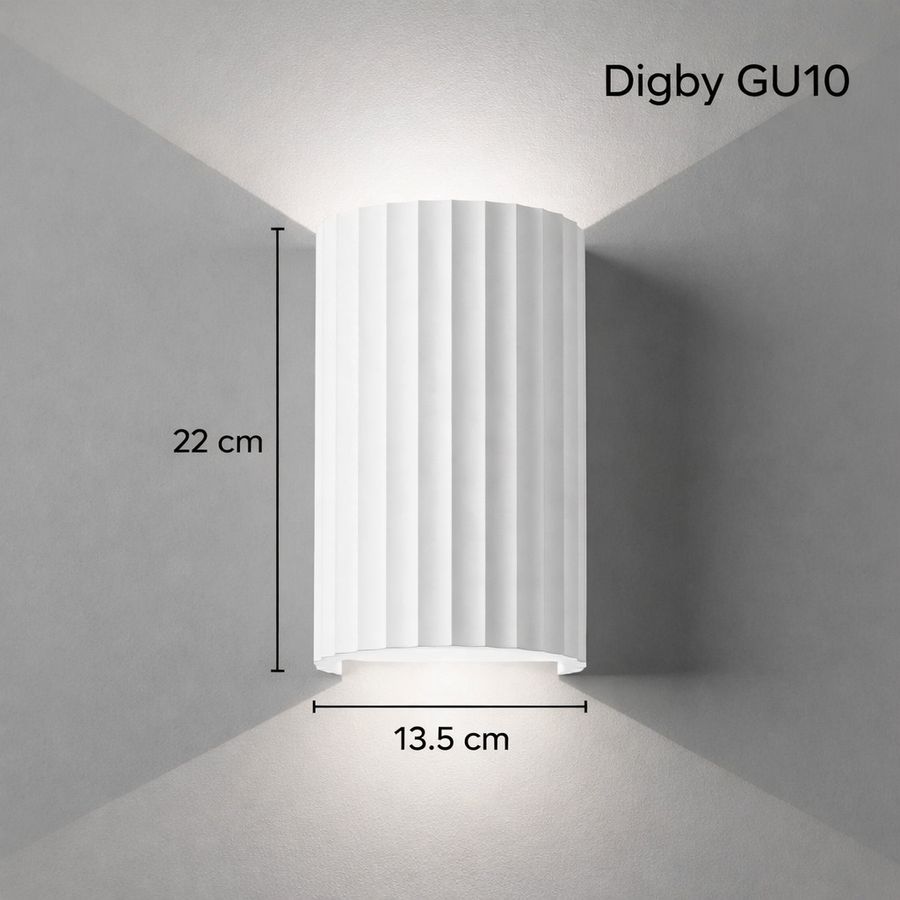 Digby Ribbed Ceramic Plaster Wall Light | Paintable Modern Up & Down ...