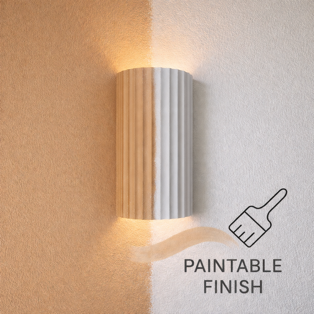 Digby paintable plaster wall light beige white