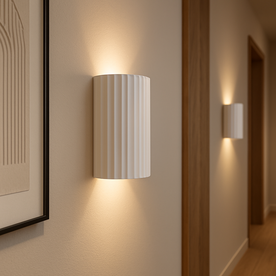 Nowra Wall Light | Paintable Ribbed Plaster Lighting – The Lighting Vault