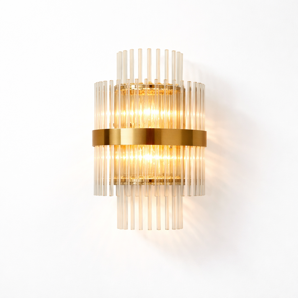 Euston glass brass wall light white background