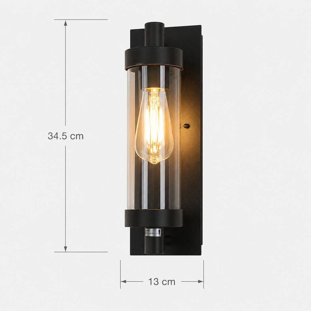 Evora black outdoor wall light dimensions