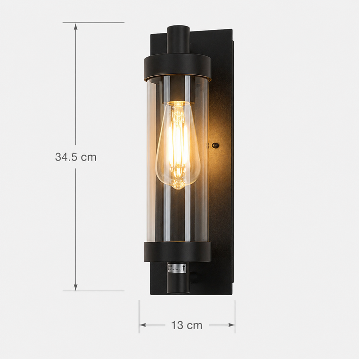 Evora black outdoor wall light dimensions