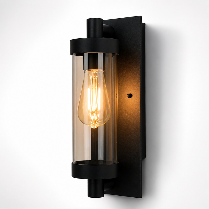 Evora black outdoor wall light