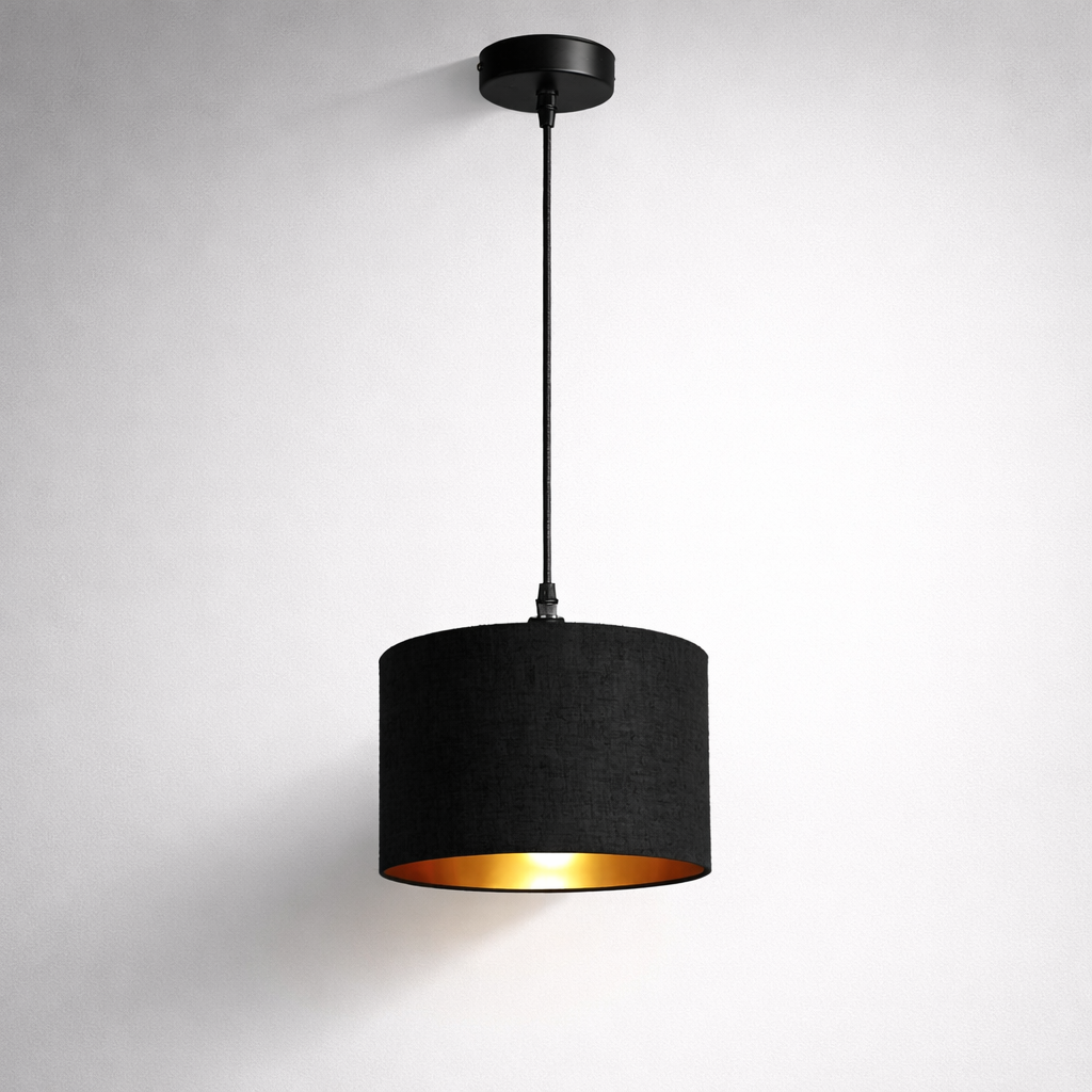 fairview black gold fabric pendant light