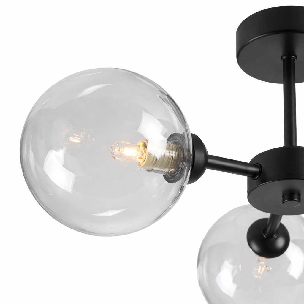 Fenland 3 light clear glass globe ceiling light