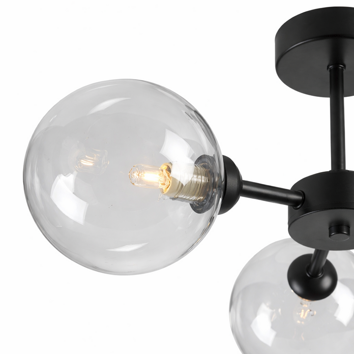 Fenland 3 light clear glass globe ceiling light