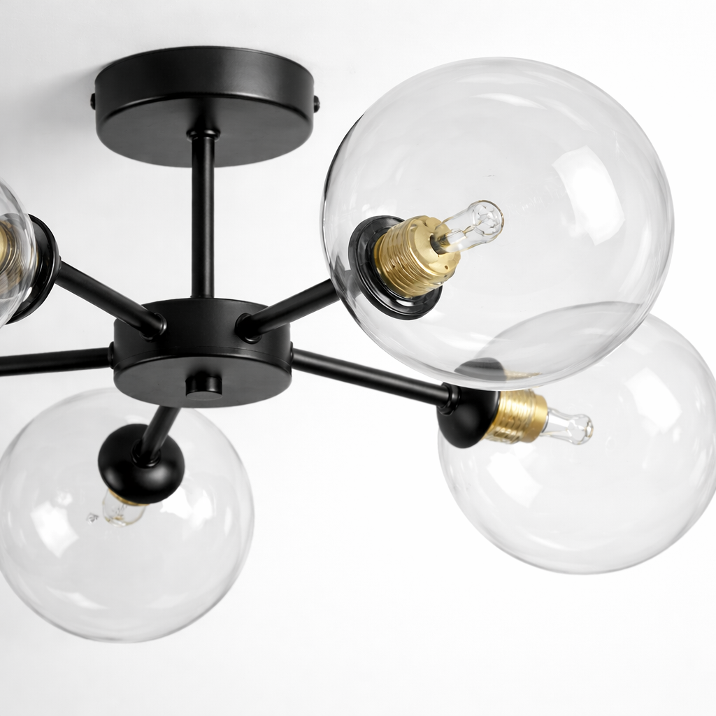 Fenland clear glass globe ceiling light detail