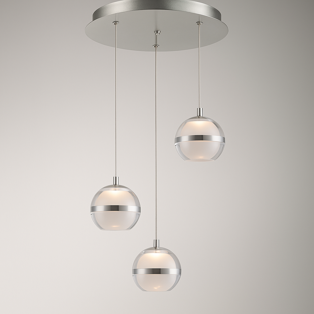 Forbes 3 light spiral silver pendant chandelier