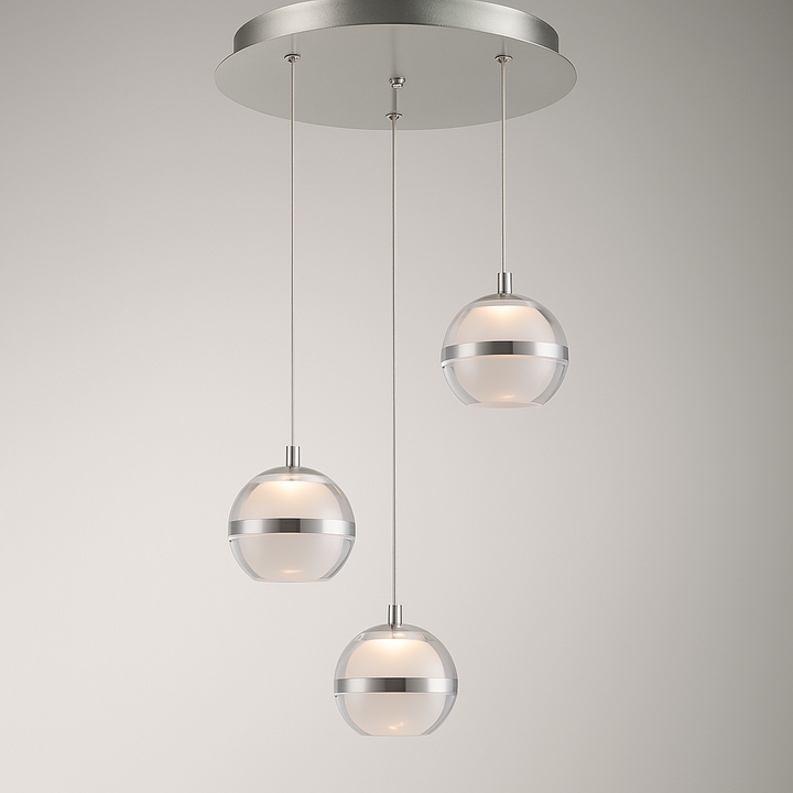 Forbes 3 light spiral silver pendant chandelier