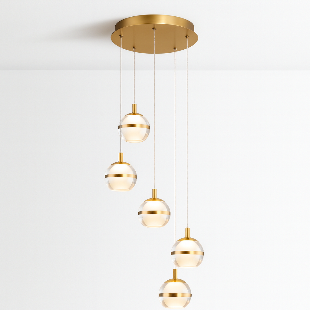 gold orb pendant light 5 drop