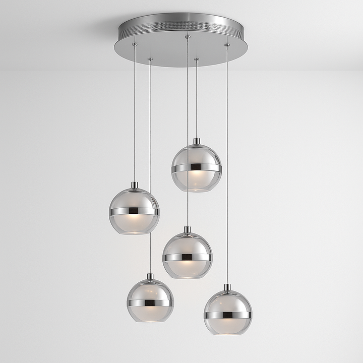 chrome orb pendant light 5 drop