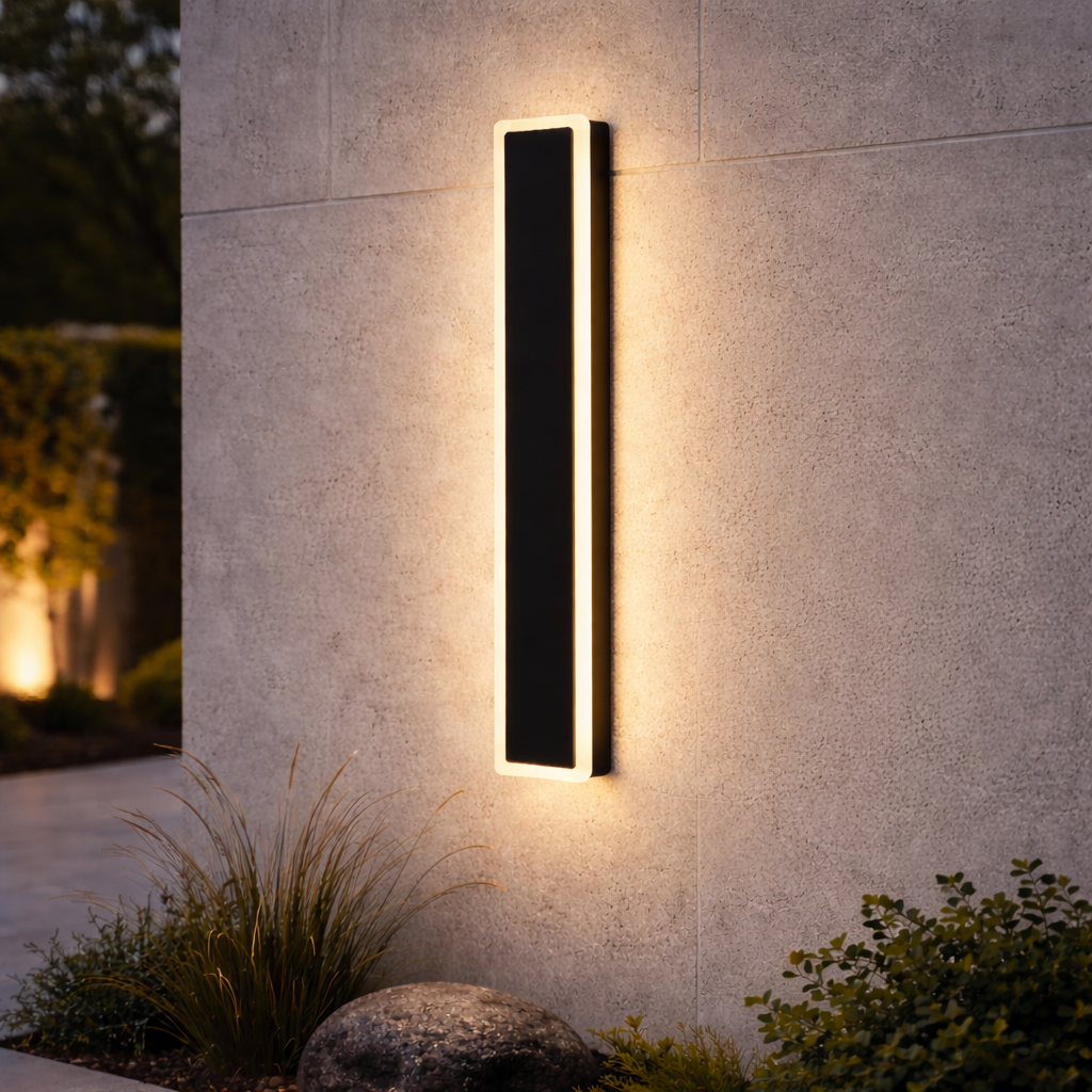 Forster 625mm black linear outdoor wall light exterior
