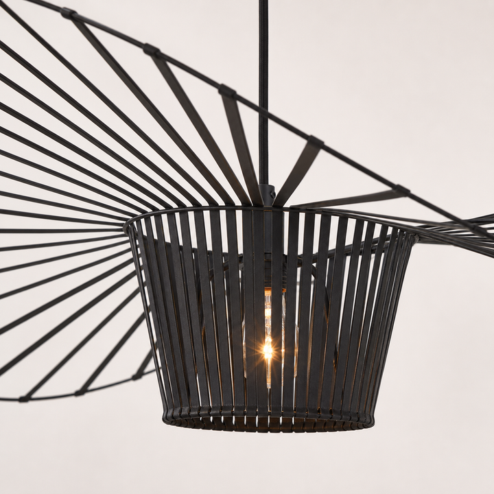 Gia black pendant wire detailing close-up