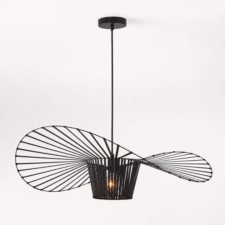 Gia black sculptural pendant light on white