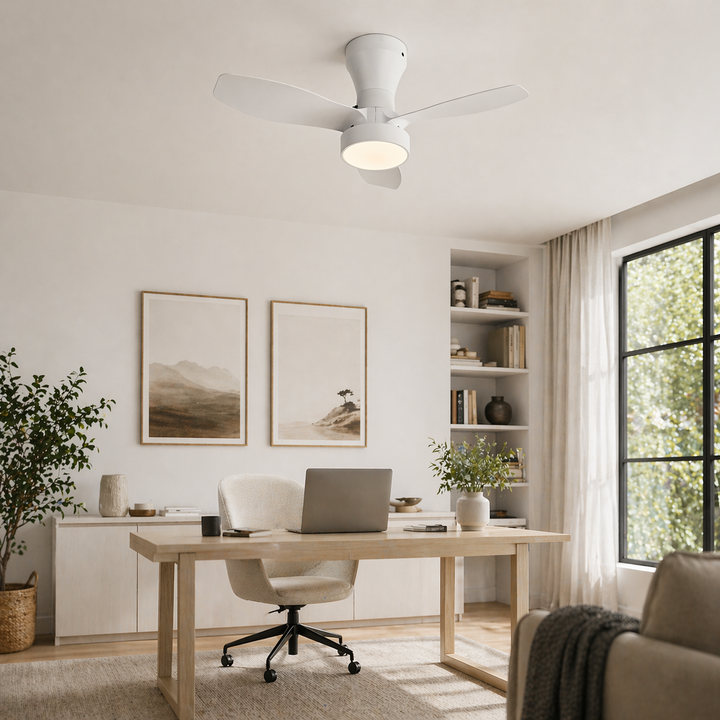 Gladstone white ceiling fan in modern home office