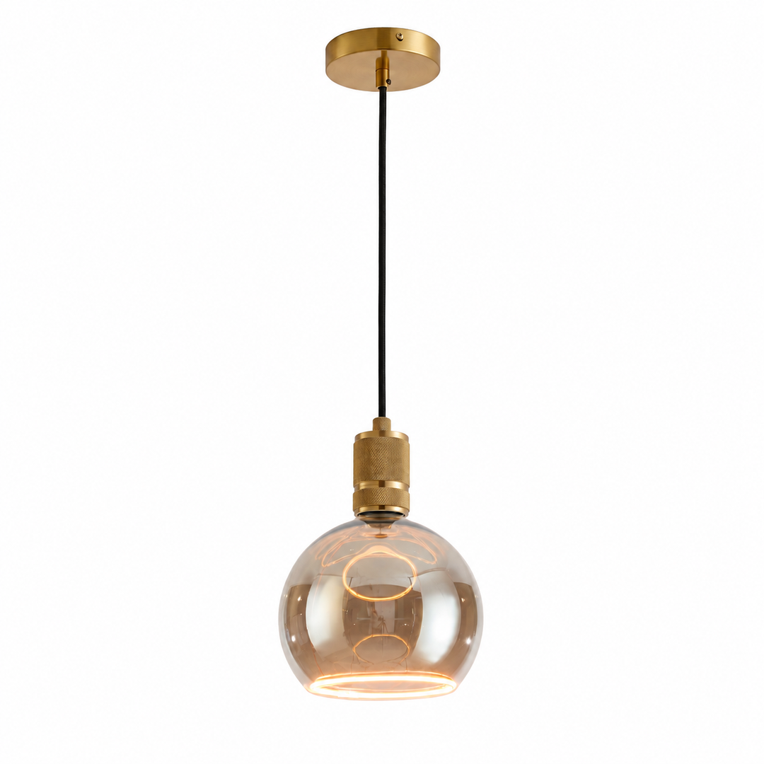 Gold knurled Roma pendant smoked Roma aura bulb