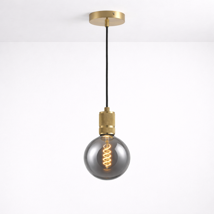 gold knurled pendant smoked glass bulb modern lighting