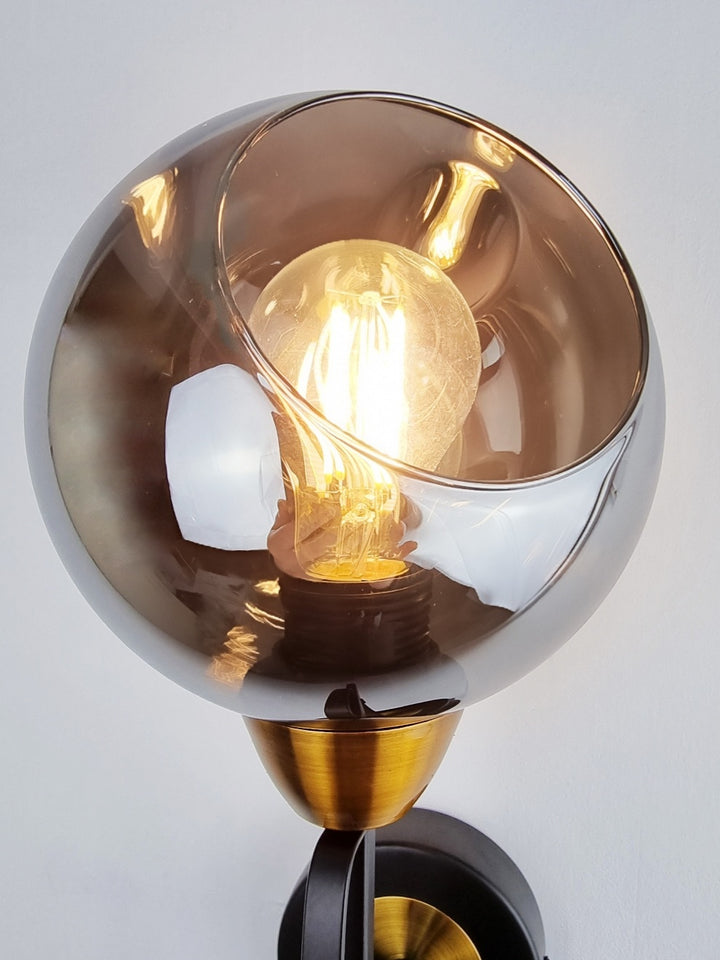 Grafton Wall Light – Smoked Glass & Brass