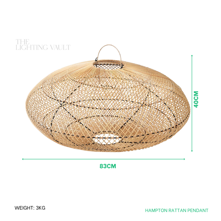 Hampton Large Oval Rattan Pendant Shade