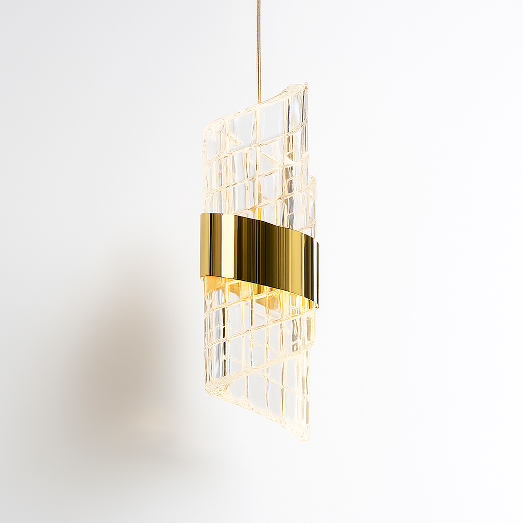 Harlow scroll glass gold pendant light