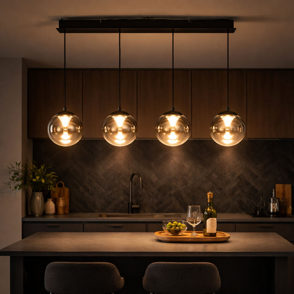 Havant smoked glass island pendant 3000K