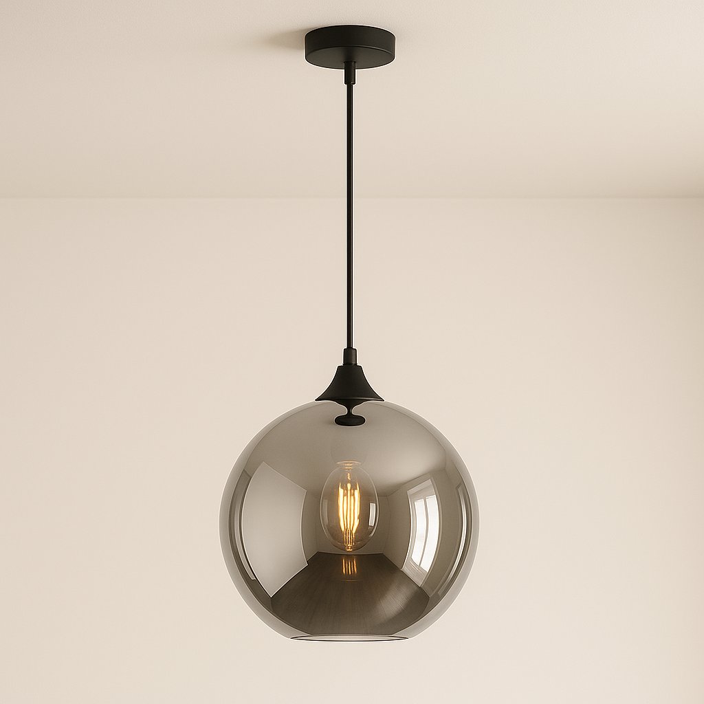 Irvine Pendant Light – Matt Black with Glass Shade Options