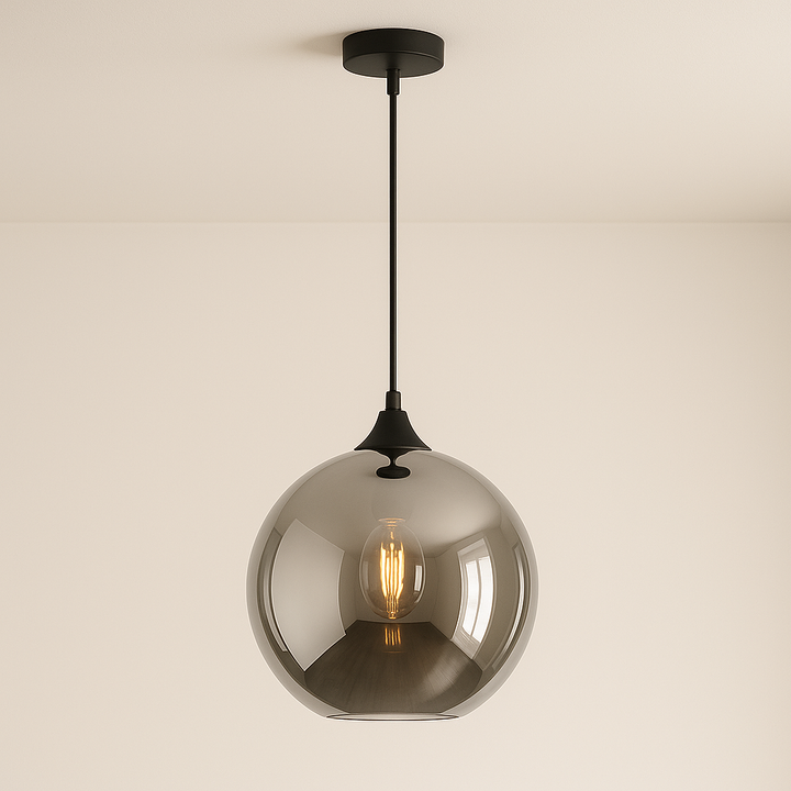 Irvine Pendant Light – Matt Black with Glass Shade Options