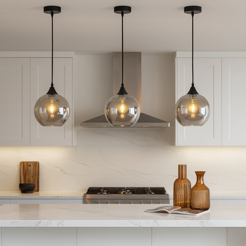 Irvine Pendant Light – Matt Black with Glass Shade Options