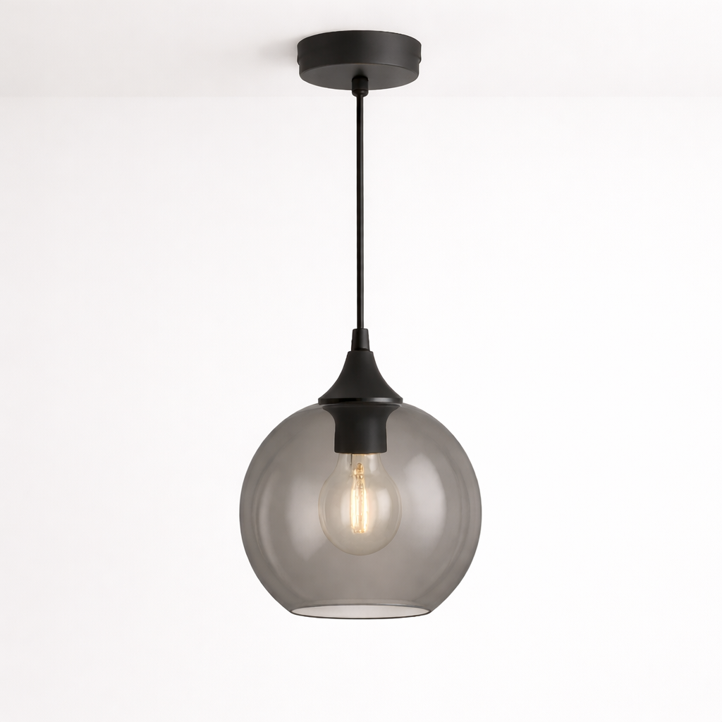 Irvine smoked glass pendant light 25cm diameter