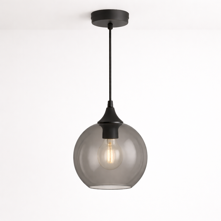 Irvine smoked glass pendant light 25cm diameter