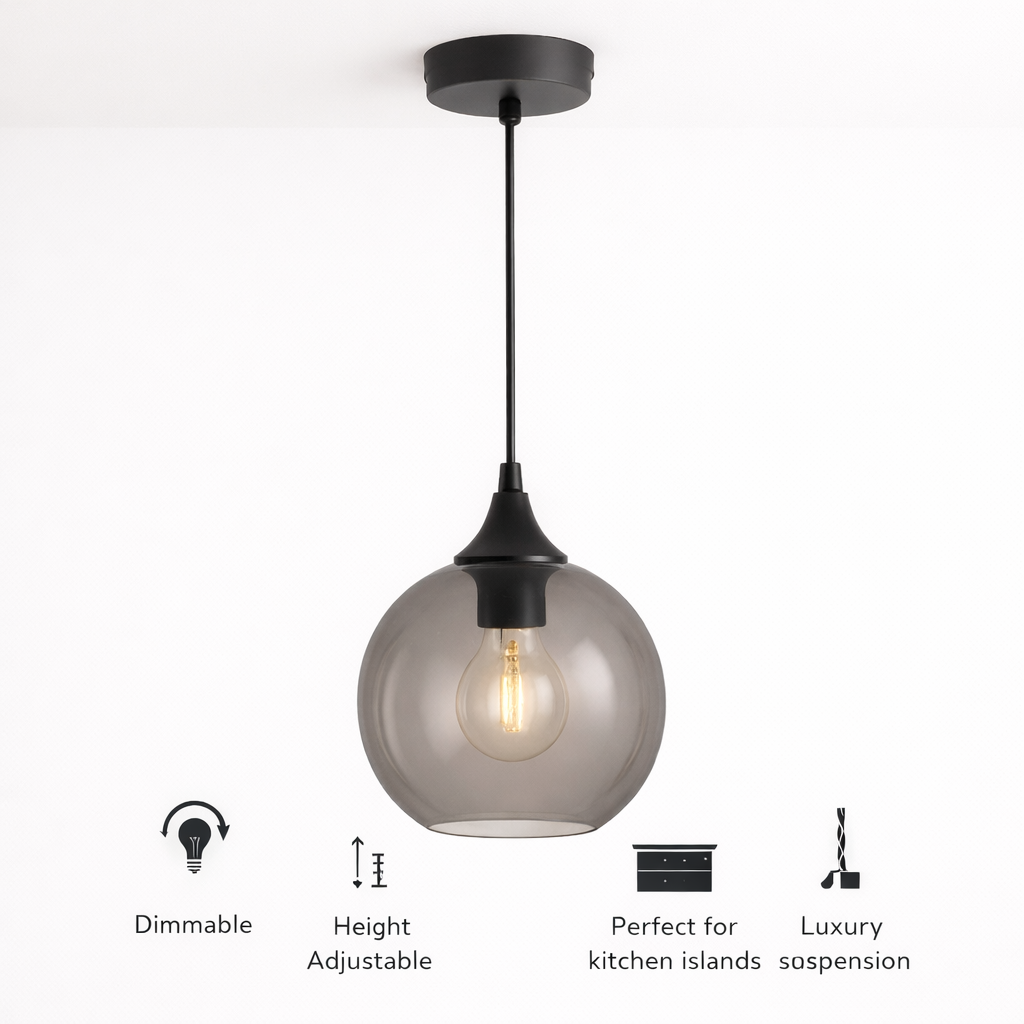 Irvine smoked glass pendant light selling points