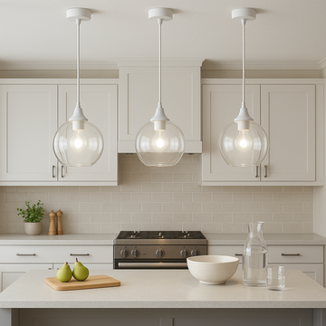 Irvine Pendant – White with Glass Shade