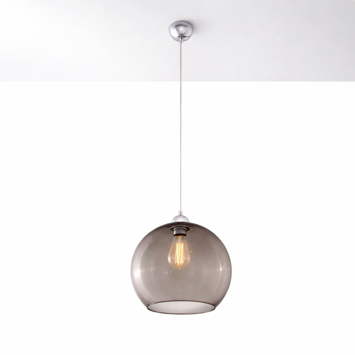 graphite glass pendant filament bulb silver kitchen light