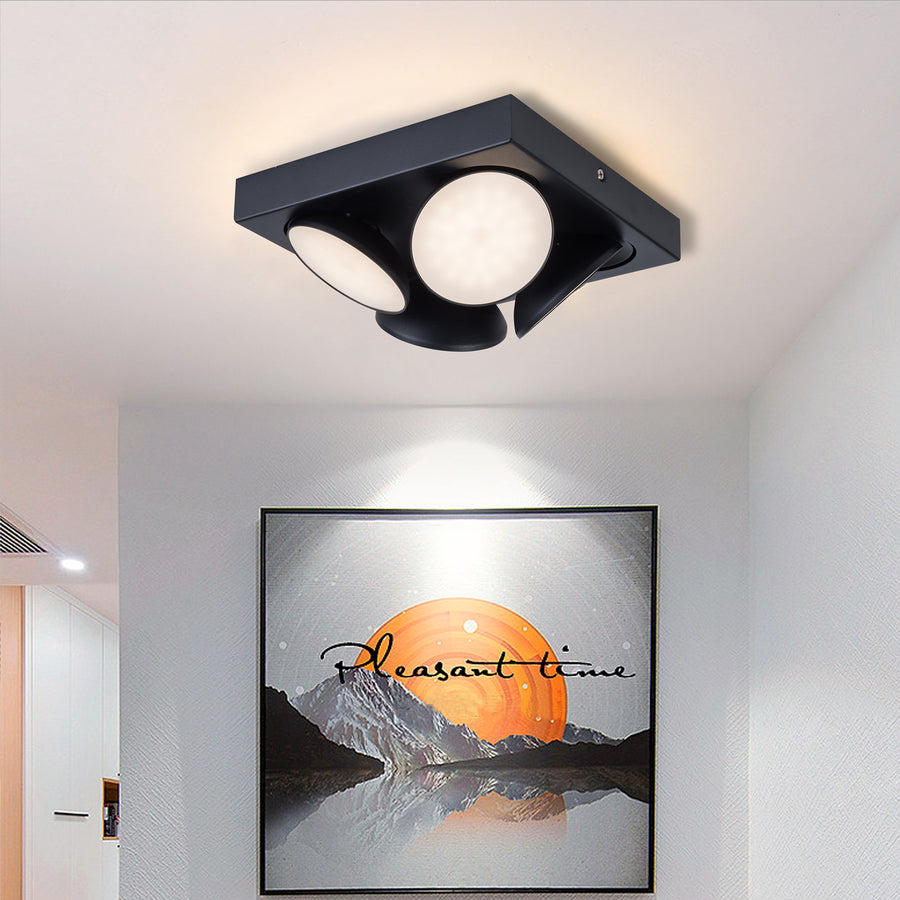 Modern simple square Black LED flush ceiling spotlight