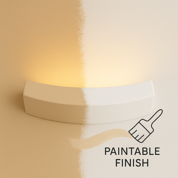 Langley wall light showing paintable finish in progress