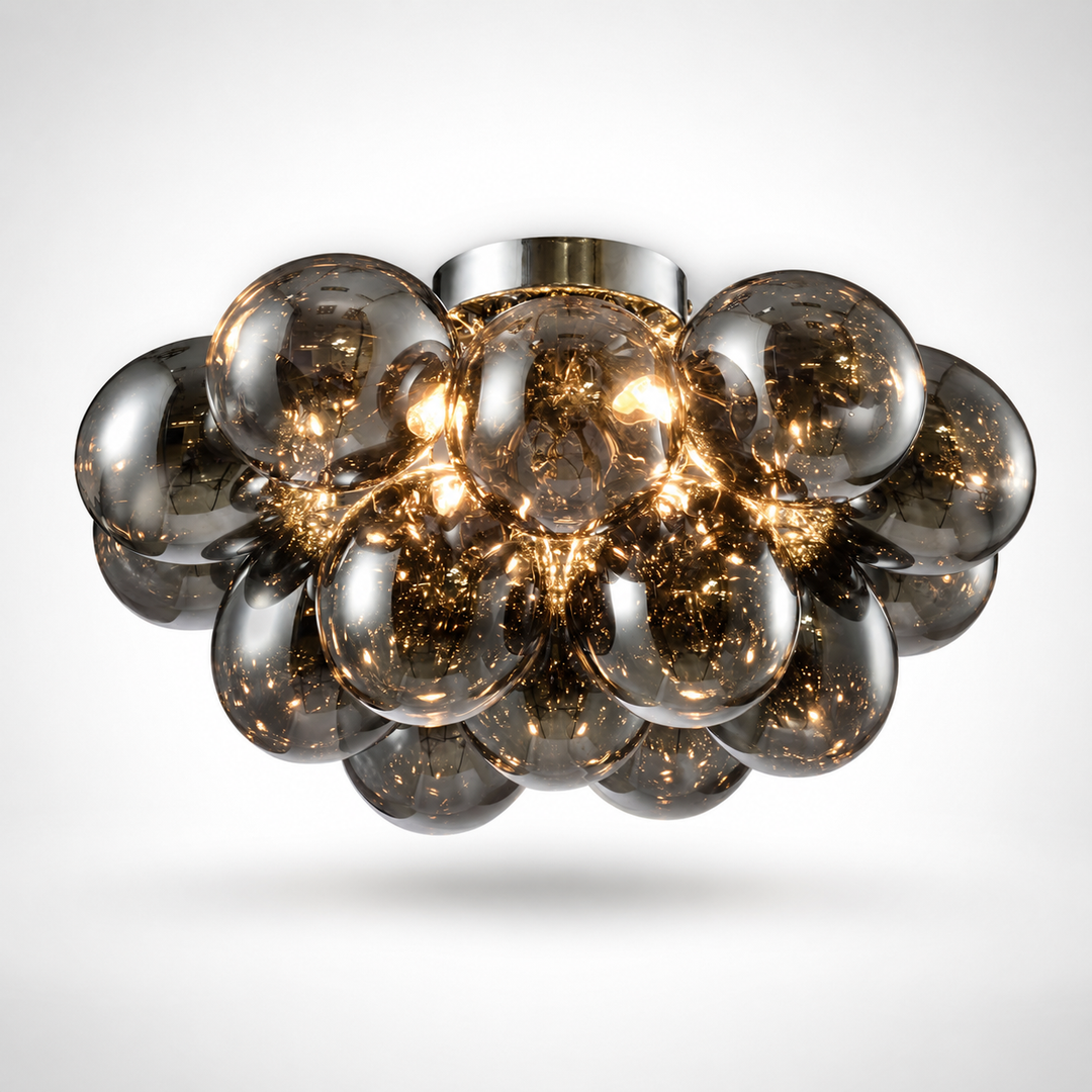 Small Loxton black glass flush ceiling light