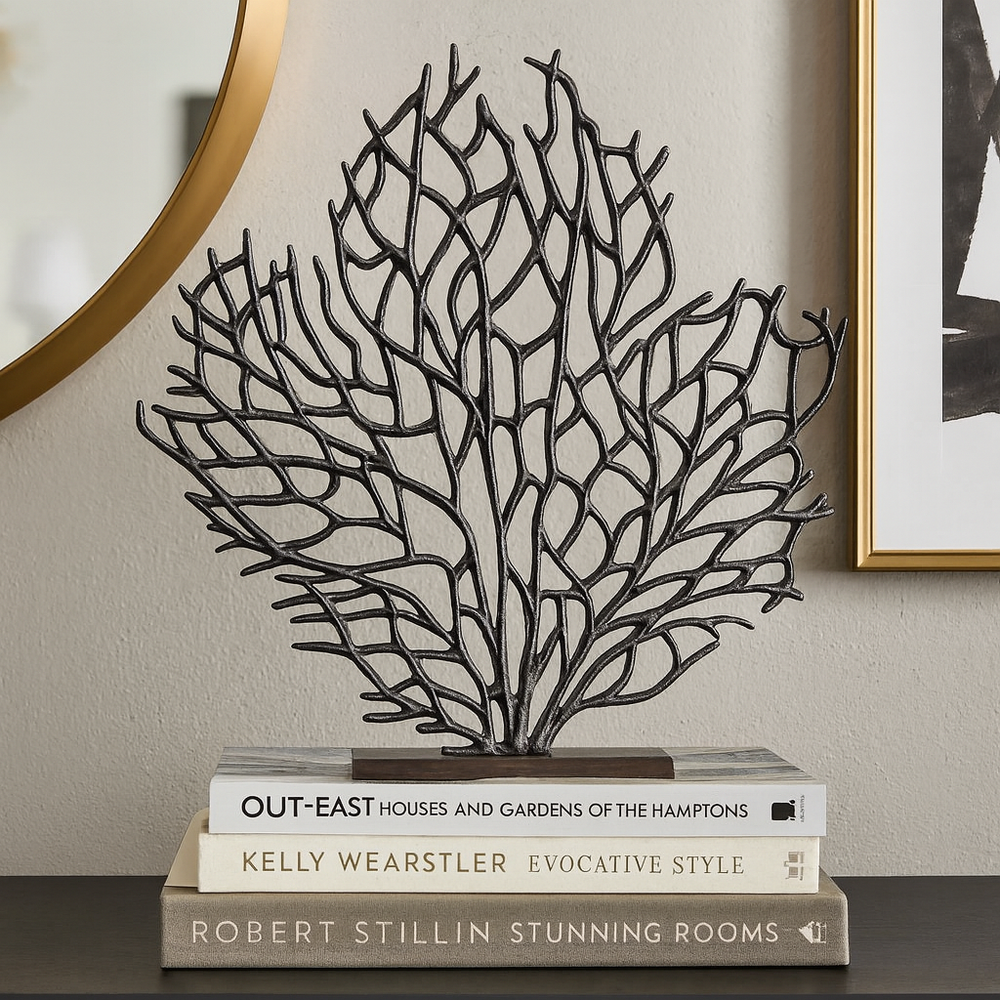 Luxury black decorative coral sculpture for sideboard styling