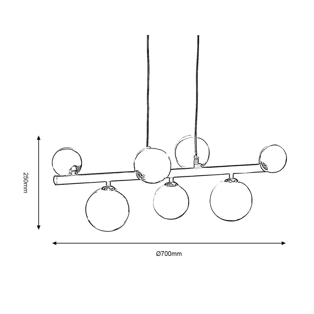 Marlow Smoked Glass 7 Light Pendant Bar