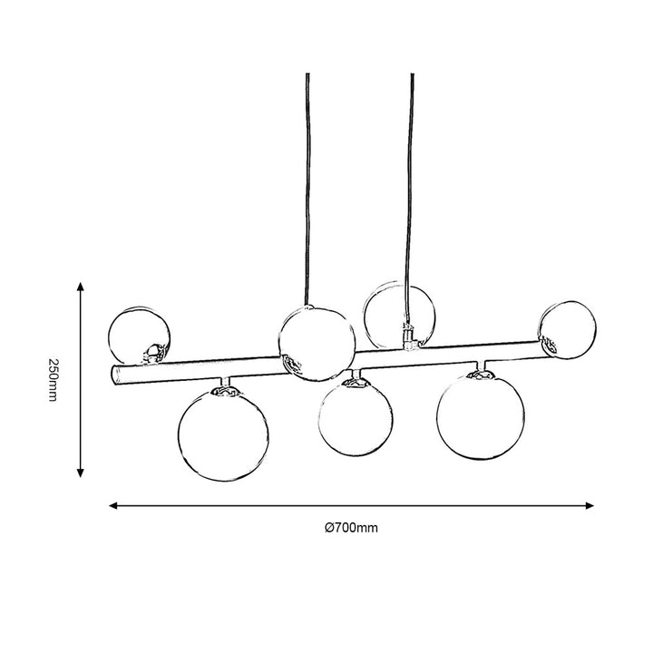 Marlow Smoked Glass 7 Light Pendant Bar