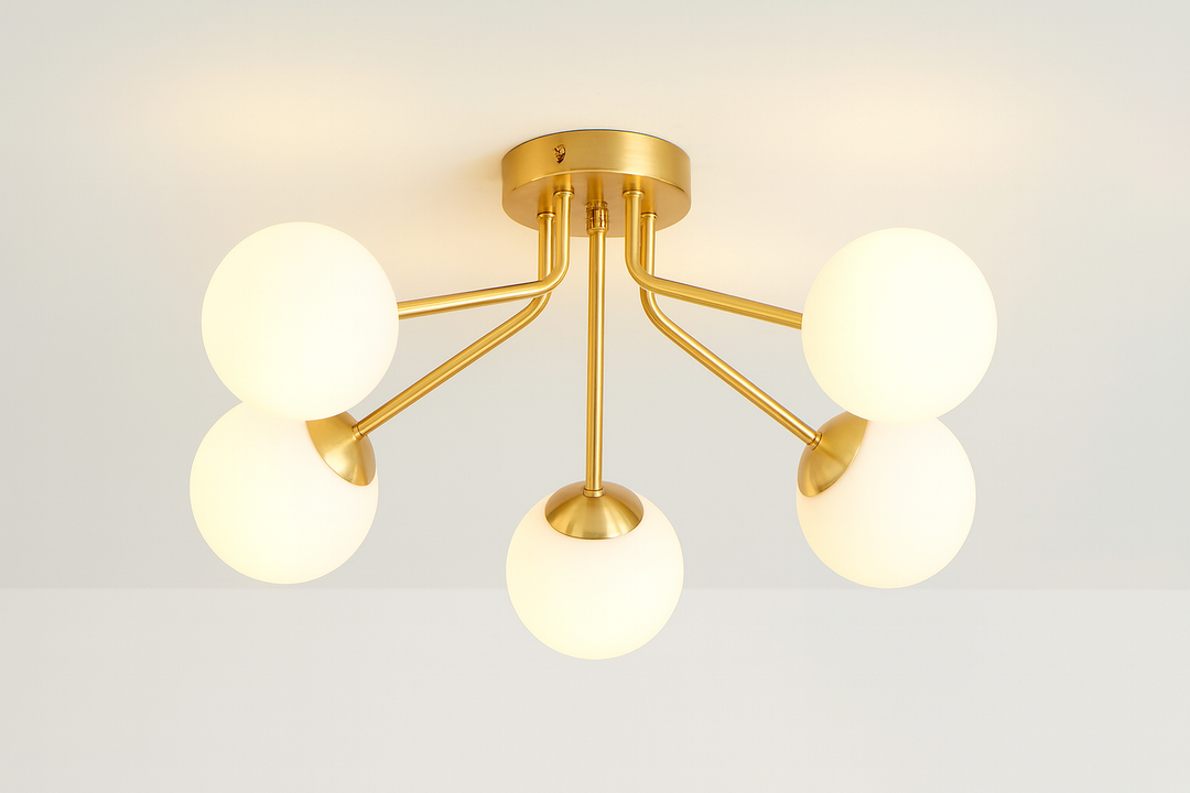 melbourne golf 5 light with white glass shades