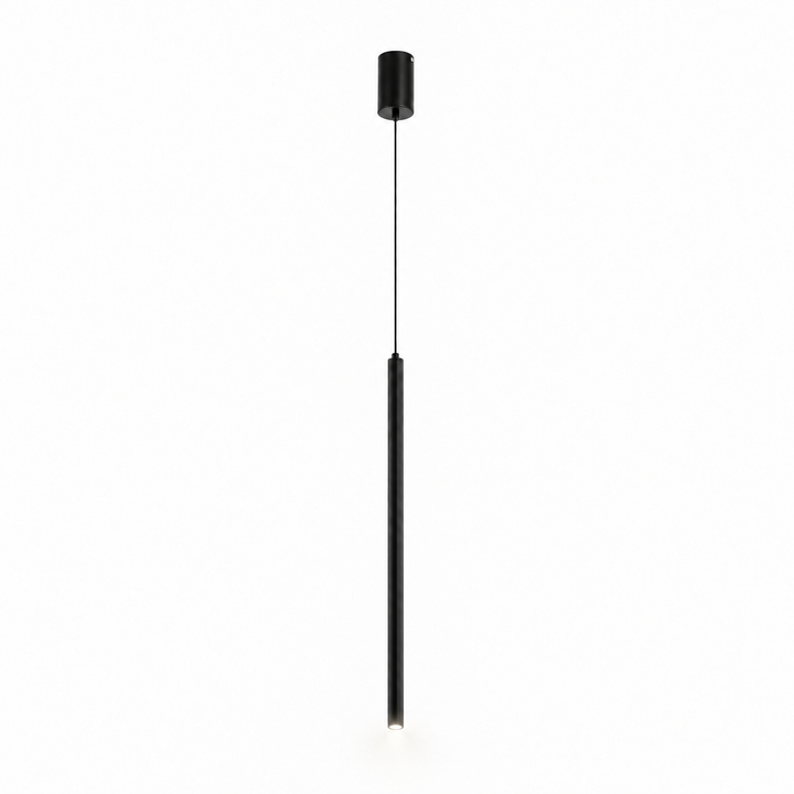 Slim black cylinder pendant light with a subtle 4000K white glow from its base, shown on a white background.