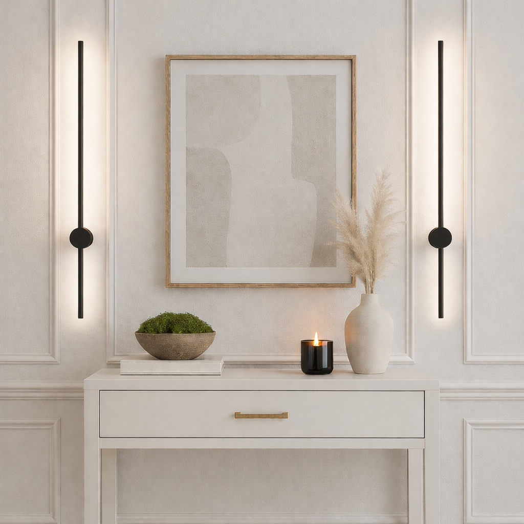 minimalist matte black 91cm LED wall light hallway