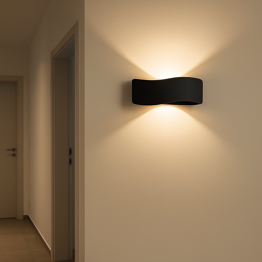 Montreal small black wall light in hallway