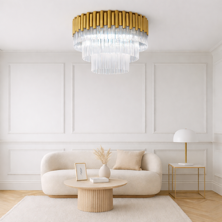 Murcia gold flush chandelier 4000K neutral white