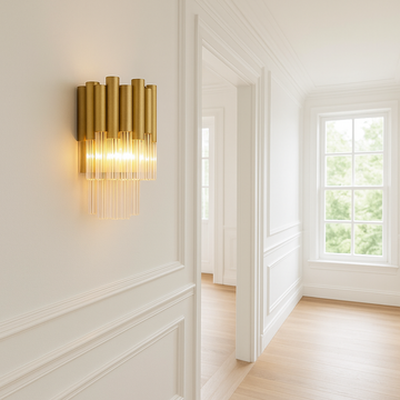 Murcia Wall Light – Gold & Ribbed Glass