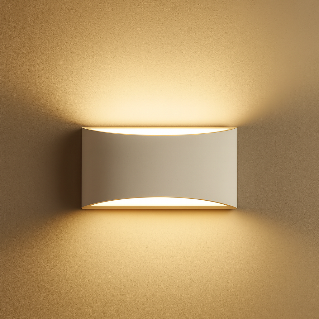 ova Lighting Batlow medium wall light in paintable ceramic plaster casting warm up and down glow on neutral wall

Would you like me to also prepare alt versions for all three Batlow sizes (small, medium, large) so they stay consistent in your collection?